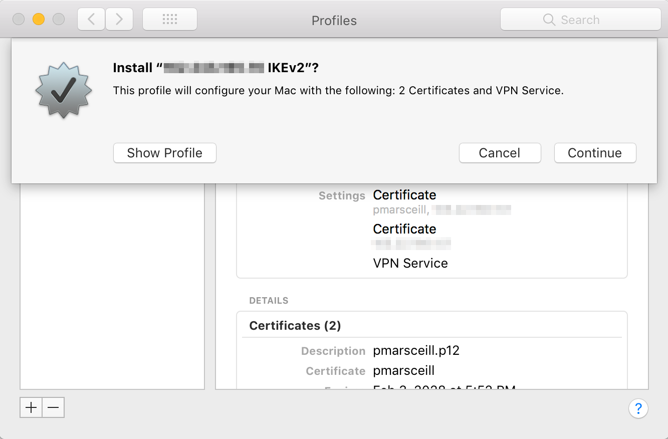 "VPN profile installation on MacOS"