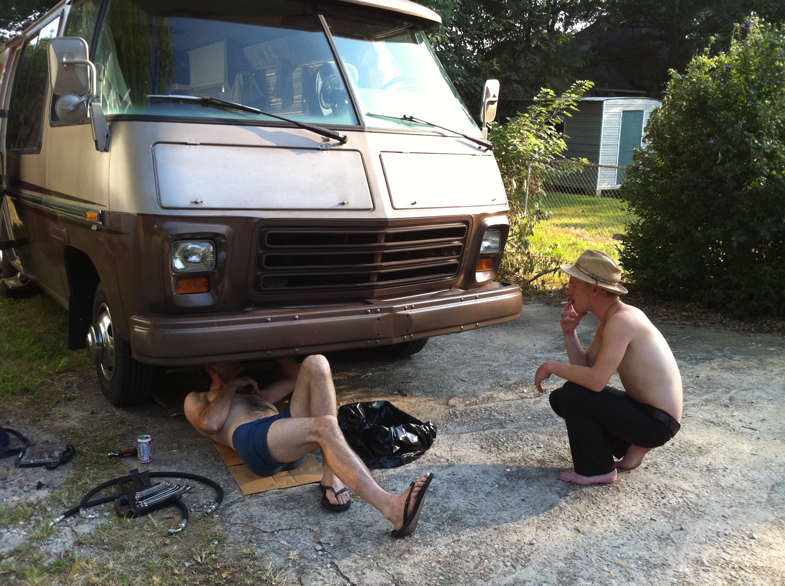 One of the many break-downs we experienced in Blood Feathers' touring RV. August 2010.